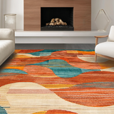 Ultra Soft Area Rug, Non Slip, Stain Resistant, Washable Area Rugs for Living Room, Bedroom, Stylish Contemporary Ink Wash Art(Orange)