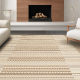 Ultra Soft Area Rug, Non Slip, Stain Resistant, Washable Area Rugs for Living Room, Bedroom, Vintage-Inspired Earthy Scallop Pattern(Beige)