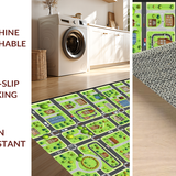 Ultra Soft Area Rug, Non Slip, Stain Resistant, Washable Area Rugs for Living Room, Bedroom, Whimsical Neighborhood Discovery Pattern(Brown)