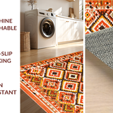 Ultra Soft Area Rug, Non Slip, Stain Resistant, Washable Area Rugs for Living Room, Bedroom, Modern Earthy Geometric Feel(Orange)