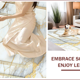 Ultra Soft Area Rug, Non Slip, Stain Resistant, Washable Area Rugs for Living Room, Bedroom, Ivory Gold Bedroom Area Rug for Minimalist Decor(White)