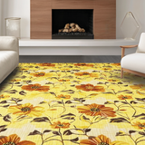 Ultra Soft Area Rug, Non Slip, Stain Resistant, Washable Area Rugs for Living Room, Bedroom, Elegant Yellow Botanical Motif(Yellow)