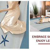 Ultra Soft Area Rug, Non Slip, Stain Resistant, Washable Area Rugs for Living Room, Bedroom, Coastal Starfish Striped Elegance(Blue)