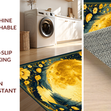 Ultra Soft Area Rug, Non Slip, Stain Resistant, Washable Area Rugs for Living Room, Bedroom, Trendy Psychedelic Nature Theme(Gold)