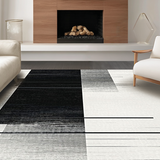 Ultra Soft Area Rug, Non Slip, Stain Resistant, Washable Area Rugs for Living Room, Bedroom, Artful Round Modern Aesthetic(Black)