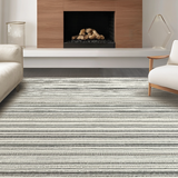 Ultra Soft Area Rug, Non Slip, Stain Resistant, Washable Area Rugs for Living Room, Bedroom, Striped Cotton Braided Area Rug Black White Reversible Kitchen Mat(Black)