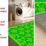 Ultra Soft Area Rug, Non Slip, Stain Resistant, Washable Area Rugs for Living Room, Bedroom, Rustic Textured Lucky Leaf Design(Green)