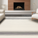 Ultra Soft Area Rug, Non Slip, Stain Resistant, Washable Area Rugs for Living Room, Bedroom, Elegant Scalloped Edge Motif(Beige)