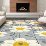 Ultra Soft Area Rug, Non Slip, Stain Resistant, Washable Area Rugs for Living Room, Bedroom, Chic Grey Floral Aesthetic(Gray)