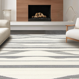 Ultra Soft Area Rug, Non Slip, Stain Resistant, Washable Area Rugs for Living Room, Bedroom, Sophisticated Geometric Ivory Contrast(White)
