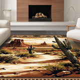 Ultra Soft Area Rug, Non Slip, Stain Resistant, Washable Area Rugs for Living Room, Bedroom, Rustic Western Cactus Tapestry(Brown)