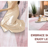 Ultra Soft Area Rug, Non Slip, Stain Resistant, Washable Area Rugs for Living Room, Bedroom, Trendy Pink and Black Geometric Fusion(Pink)