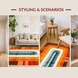 Ultra Soft Area Rug, Non Slip, Stain Resistant, Washable Area Rugs for Living Room, Bedroom, Transitional Colorful Organic Shapes(Orange)