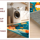 Ultra Soft Area Rug, Non Slip, Stain Resistant, Washable Area Rugs for Living Room, Bedroom, Playful Oceanic Animal Design(Blue)