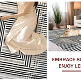 Ultra Soft Area Rug, Non Slip, Stain Resistant, Washable Area Rugs for Living Room, Bedroom, Rhythmic Monochrome Line Rug, Artistic Contrast Stripe Carpet, Distinctive(Gray)