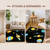 Ultra Soft Area Rug, Non Slip, Stain Resistant, Washable Area Rugs for Living Room, Bedroom, Celestial Whimsical Galaxy Scene(Orange)
