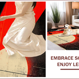 Ultra Soft Area Rug, Non Slip, Stain Resistant, Washable Area Rugs for Living Room, Bedroom, Retro Music Theme Non-Slip Bathroom Rug(Red)