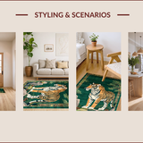 Ultra Soft Area Rug, Non Slip, Stain Resistant, Washable Area Rugs for Living Room, Bedroom, Artistic Tribal Design Element(Green)