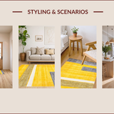 Ultra Soft Area Rug, Non Slip, Stain Resistant, Washable Area Rugs for Living Room, Bedroom, Modern Abstract Tiled Arrangement(Yellow)
