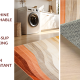 Ultra Soft Area Rug, Non Slip, Stain Resistant, Washable Area Rugs for Living Room, Bedroom, Rustic Textured Rainbow Motif(Beige)