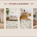 Ultra Soft Area Rug, Non Slip, Stain Resistant, Washable Area Rugs for Living Room, Bedroom, Stylish Rustic Ogee Pattern(Beige)