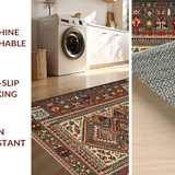 Ultra Soft Area Rug, Non Slip, Stain Resistant, Washable Area Rugs for Living Room, Bedroom, Artisanal Warm Toned Pattern(Red)