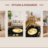 Ultra Soft Area Rug, Non Slip, Stain Resistant, Washable Area Rugs for Living Room, Bedroom, Celestial Harmony Yin Yang Motif(Gold)