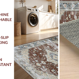 Ultra Soft Area Rug, Non Slip, Stain Resistant, Washable Area Rugs for Living Room, Bedroom, Transitional Warm Tone Patterns(Brown)