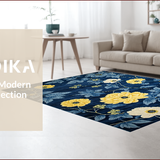Ultra Soft Area Rug, Non Slip, Stain Resistant, Washable Area Rugs for Living Room, Bedroom, Chrysanthemum Floral Elegance(Blue)