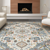 Ultra Soft Area Rug, Non Slip, Stain Resistant, Washable Area Rugs for Living Room, Bedroom, Traditional Vintage Damask Pattern(Gray)