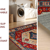 Ultra Soft Area Rug, Non Slip, Stain Resistant, Washable Area Rugs for Living Room, Bedroom, Striking Warm Boho Color Mix(Red)