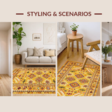 Ultra Soft Area Rug, Non Slip, Stain Resistant, Washable Area Rugs for Living Room, Bedroom, Charming Crochet Detail Accent(Yellow)