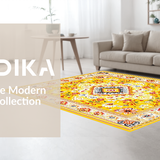 Ultra Soft Area Rug, Non Slip, Stain Resistant, Washable Area Rugs for Living Room, Bedroom, Whimsical Fringe-Trimmed Circle(Yellow)