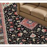Ultra Soft Area Rug, Non Slip, Stain Resistant, Washable Area Rugs for Living Room, Bedroom, Elegant Floral Arch Motif(Black)