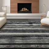 Ultra Soft Area Rug, Non Slip, Stain Resistant, Washable Area Rugs for Living Room, Bedroom, KaHouen Bold Stripe Pattern Rug Accent Carpet for Porch and Patio(Black)