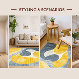 Ultra Soft Area Rug, Non Slip, Stain Resistant, Washable Area Rugs for Living Room, Bedroom, Contemporary Vibrant Patterned Surface(Yellow)