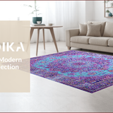 Ultra Soft Area Rug, Non Slip, Stain Resistant, Washable Area Rugs for Living Room, Bedroom, Vibrant Medallion Chic Aesthetic(Blue)