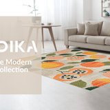 Ultra Soft Area Rug, Non Slip, Stain Resistant, Washable Area Rugs for Living Room, Bedroom, Blush Fruit Pattern Carpet Bright Orange Green White Design(Beige)