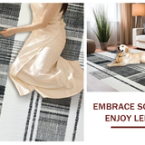 Ultra Soft Area Rug, Non Slip, Stain Resistant, Washable Area Rugs for Living Room, Bedroom, Woven Stripe Rug: Elegant Black White Design(Black)
