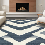 Ultra Soft Area Rug, Non Slip, Stain Resistant, Washable Area Rugs for Living Room, Bedroom, Rustic Minimalist Geometric Style(Blue)