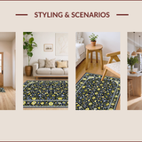 Ultra Soft Area Rug, Non Slip, Stain Resistant, Washable Area Rugs for Living Room, Bedroom, Transitional Elegant Trellis Aesthetic(Blue)