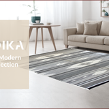 Ultra Soft Area Rug, Non Slip, Stain Resistant, Washable Area Rugs for Living Room, Bedroom, Artful Geometric Stripe Composition(Black)