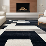 Ultra Soft Area Rug, Non Slip, Stain Resistant, Washable Area Rugs for Living Room, Bedroom, Striped Elegance Rug(Black)