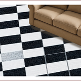 Ultra Soft Area Rug, Non Slip, Stain Resistant, Washable Area Rugs for Living Room, Bedroom, Vintage Checkerboard Living Room Area Rug(Black)