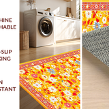 Ultra Soft Area Rug, Non Slip, Stain Resistant, Washable Area Rugs for Living Room, Bedroom, Eclectic Colorful Garden Layout(Yellow)