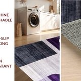 Ultra Soft Area Rug, Non Slip, Stain Resistant, Washable Area Rugs for Living Room, Bedroom, Elegant Geometric Grey and White(Purple)