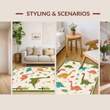 Ultra Soft Area Rug, Non Slip, Stain Resistant, Washable Area Rugs for Living Room, Bedroom, Joyful ABC Dinosaur Visual Delight(Ivory)