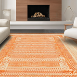 Ultra Soft Area Rug, Non Slip, Stain Resistant, Washable Area Rugs for Living Room, Bedroom, Transitional Soft-Toned Trellis Design(Orange)