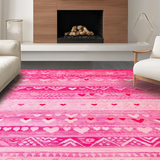 Ultra Soft Area Rug, Non Slip, Stain Resistant, Washable Area Rugs for Living Room, Bedroom, Stylish Elegant Heart Imagery(Pink)