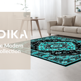 Ultra Soft Area Rug, Non Slip, Stain Resistant, Washable Area Rugs for Living Room, Bedroom, Chic Geometric Black Teal Arrangement(Black)